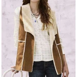 Matilda Jane Good Hart Greenville Faux Suede Drape Front Vest NWT Sm